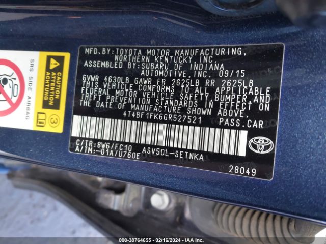 Photo 8 VIN: 4T4BF1FK6GR527521 - TOYOTA CAMRY 