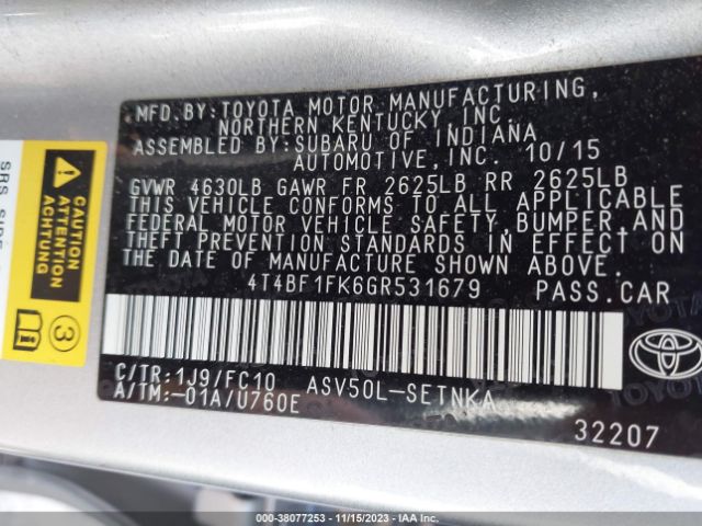 Photo 8 VIN: 4T4BF1FK6GR531679 - TOYOTA CAMRY 