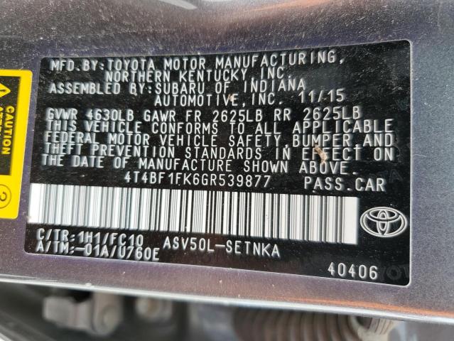 Photo 11 VIN: 4T4BF1FK6GR539877 - TOYOTA CAMRY LE 