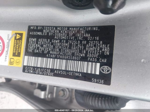 Photo 8 VIN: 4T4BF1FK6GR558607 - TOYOTA CAMRY 