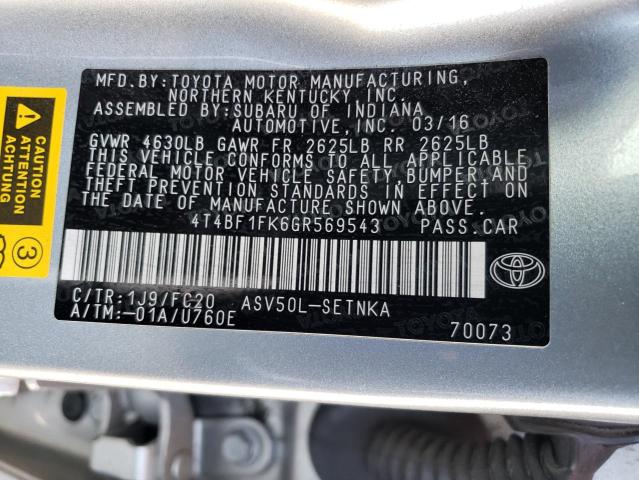 Photo 12 VIN: 4T4BF1FK6GR569543 - TOYOTA CAMRY LE 