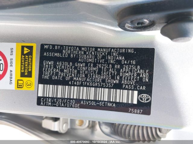 Photo 8 VIN: 4T4BF1FK6GR575357 - TOYOTA CAMRY 