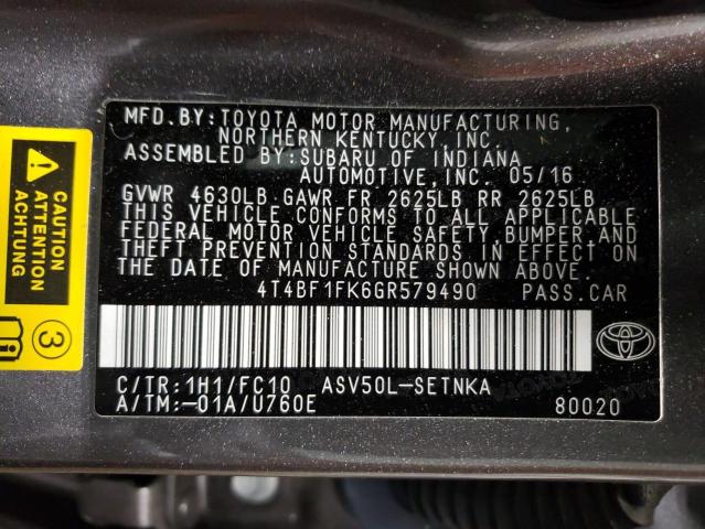 Photo 12 VIN: 4T4BF1FK6GR579490 - TOYOTA CAMRY 