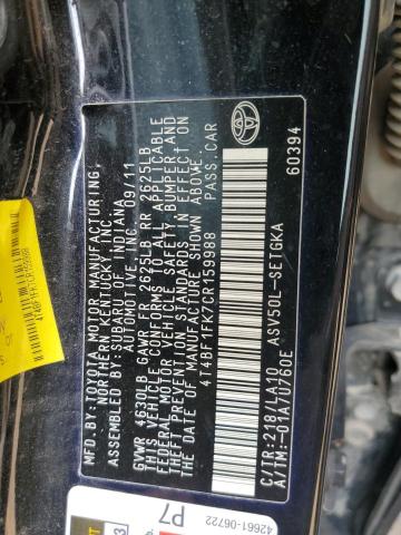 Photo 11 VIN: 4T4BF1FK7CR159988 - TOYOTA CAMRY BASE 