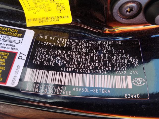 Photo 9 VIN: 4T4BF1FK7CR162034 - TOYOTA CAMRY XLE 