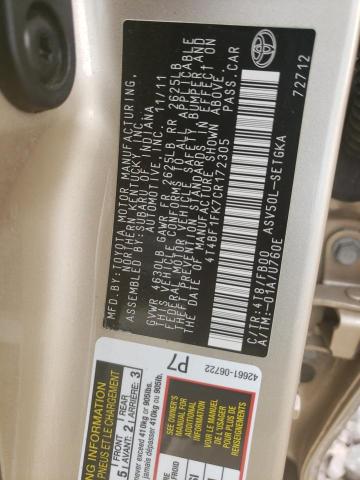 Photo 11 VIN: 4T4BF1FK7CR172305 - TOYOTA CAMRY BASE 