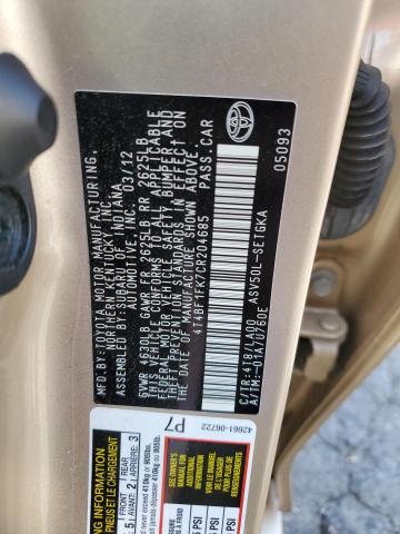 Photo 11 VIN: 4T4BF1FK7CR204685 - TOYOTA CAMRY 