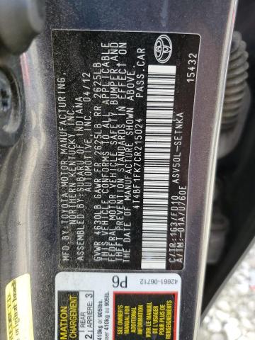 Photo 12 VIN: 4T4BF1FK7CR215024 - TOYOTA CAMRY BASE 