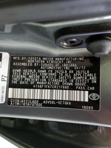 Photo 11 VIN: 4T4BF1FK7CR217680 - TOYOTA CAMRY 