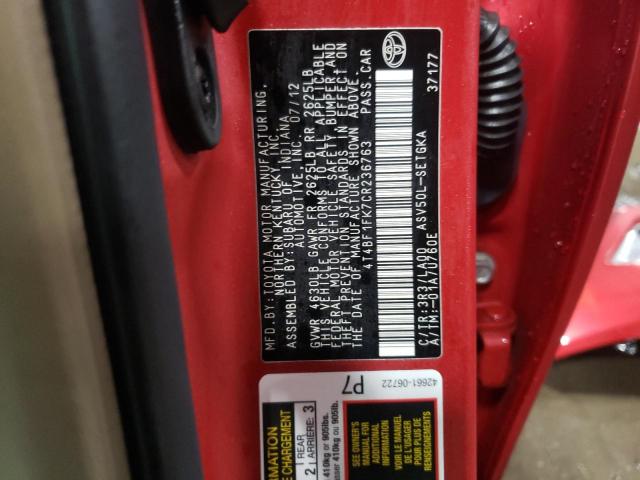 Photo 12 VIN: 4T4BF1FK7CR236763 - TOYOTA CAMRY BASE 