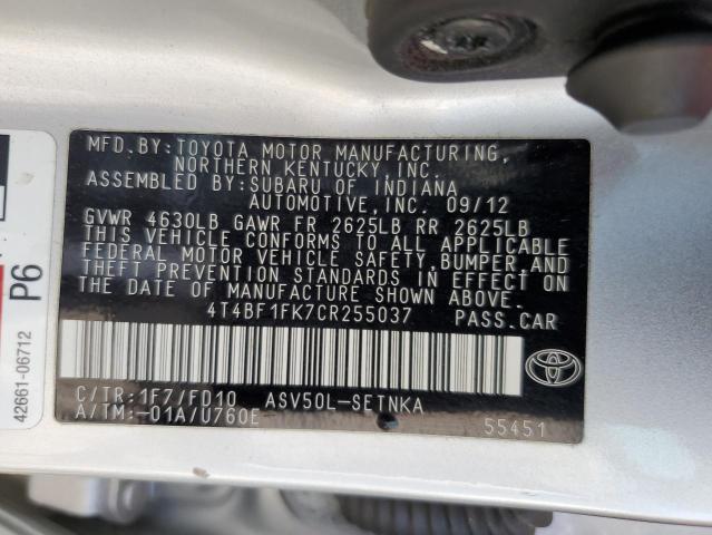 Photo 12 VIN: 4T4BF1FK7CR255037 - TOYOTA CAMRY 