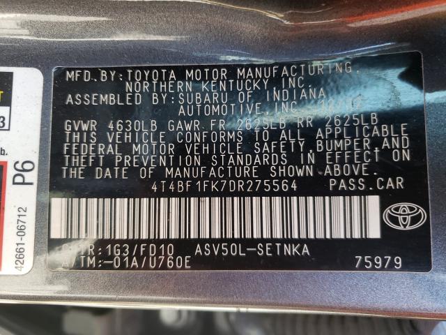 Photo 9 VIN: 4T4BF1FK7DR275564 - TOYOTA CAMRY L 