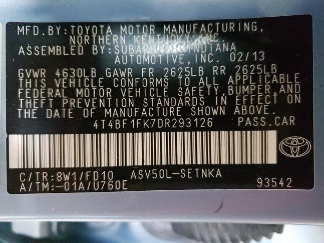 Photo 9 VIN: 4T4BF1FK7DR293126 - TOYOTA CAMRY L 