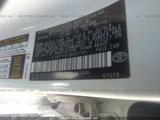 Photo 8 VIN: 4T4BF1FK7DR301161 - TOYOTA CAMRY 