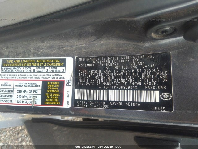 Photo 8 VIN: 4T4BF1FK7DR309048 - TOYOTA CAMRY 