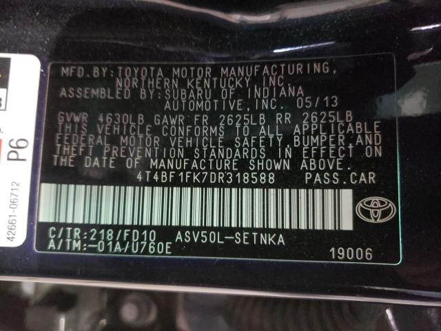 Photo 9 VIN: 4T4BF1FK7DR318588 - TOYOTA CAMRY L 