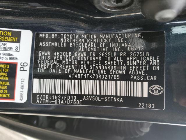 Photo 12 VIN: 4T4BF1FK7DR321765 - TOYOTA CAMRY L 