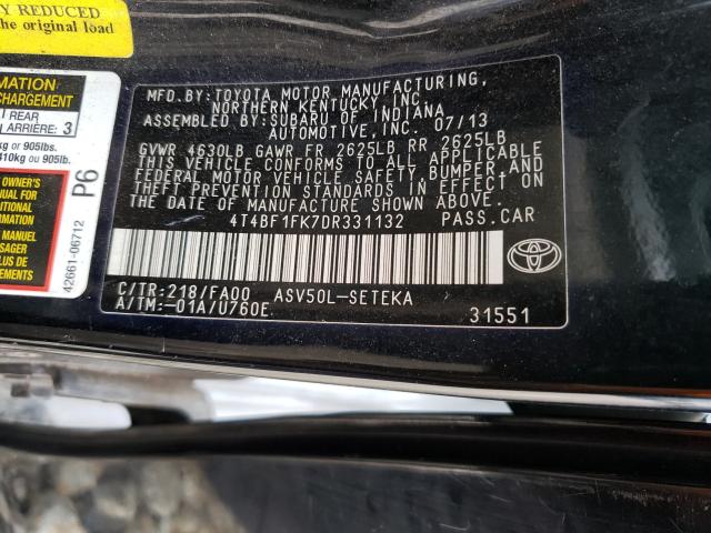 Photo 9 VIN: 4T4BF1FK7DR331132 - TOYOTA CAMRY L 