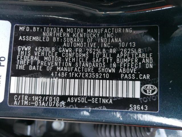 Photo 12 VIN: 4T4BF1FK7ER359210 - TOYOTA CAMRY L 