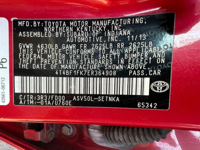 Photo 9 VIN: 4T4BF1FK7ER364908 - TOYOTA CAMRY L 