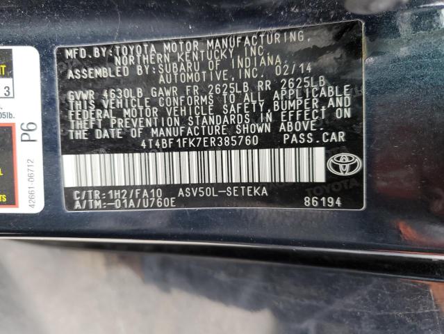 Photo 11 VIN: 4T4BF1FK7ER385760 - TOYOTA CAMRY L 