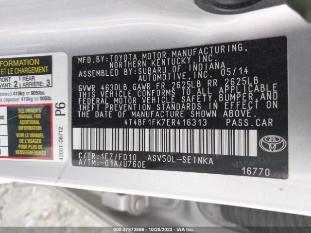 Photo 8 VIN: 4T4BF1FK7ER416313 - TOYOTA CAMRY 