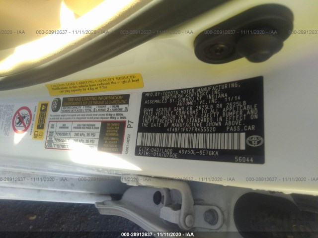 Photo 8 VIN: 4T4BF1FK7FR455520 - TOYOTA CAMRY 