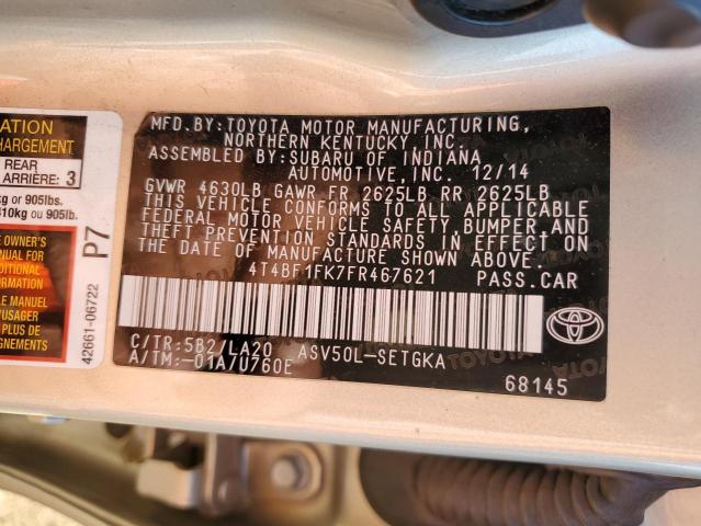 Photo 11 VIN: 4T4BF1FK7FR467621 - TOYOTA CAMRY LE 