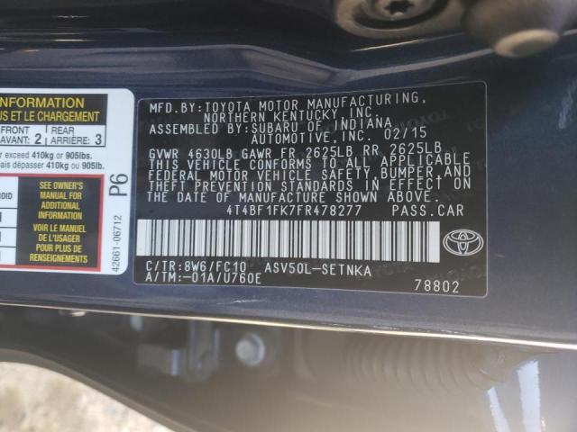 Photo 11 VIN: 4T4BF1FK7FR478277 - TOYOTA CAMRY LE 