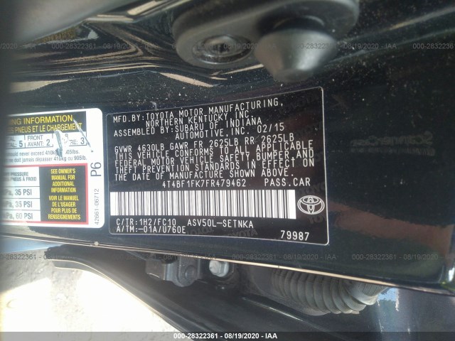 Photo 8 VIN: 4T4BF1FK7FR479462 - TOYOTA CAMRY 