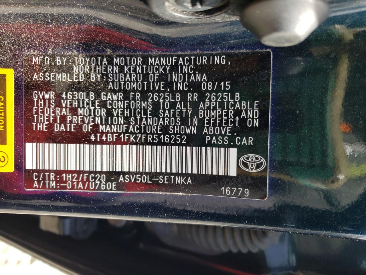 Photo 12 VIN: 4T4BF1FK7FR516252 - TOYOTA CAMRY 