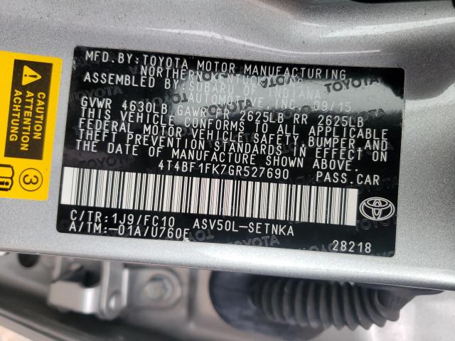 Photo 9 VIN: 4T4BF1FK7GR527690 - TOYOTA CAMRY LE 