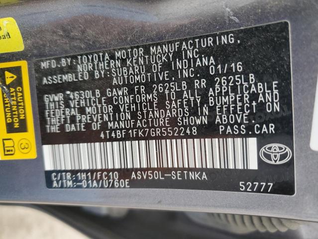 Photo 11 VIN: 4T4BF1FK7GR552248 - TOYOTA CAMRY LE 