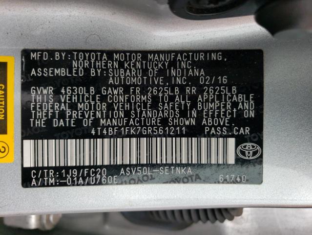 Photo 11 VIN: 4T4BF1FK7GR561211 - TOYOTA CAMRY LE 