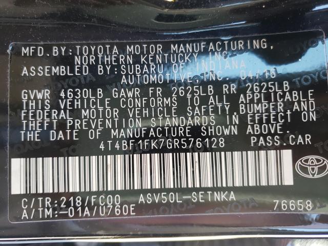 Photo 9 VIN: 4T4BF1FK7GR576128 - TOYOTA CAMRY LE 