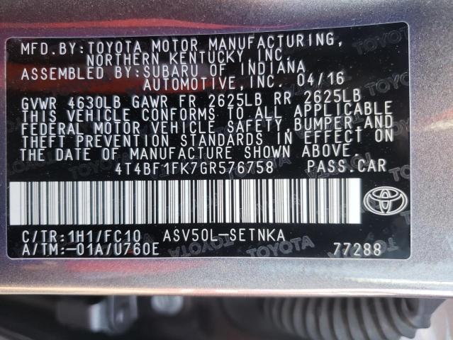 Photo 9 VIN: 4T4BF1FK7GR576758 - TOYOTA CAMRY LE 