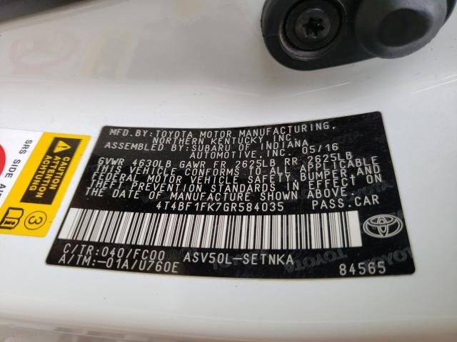 Photo 9 VIN: 4T4BF1FK7GR584035 - TOYOTA CAMRY LE 