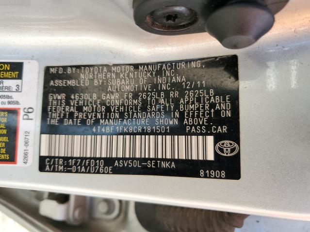 Photo 11 VIN: 4T4BF1FK8CR181501 - TOYOTA CAMRY 