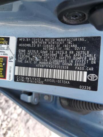 Photo 11 VIN: 4T4BF1FK8CR202928 - TOYOTA CAMRY BASE 