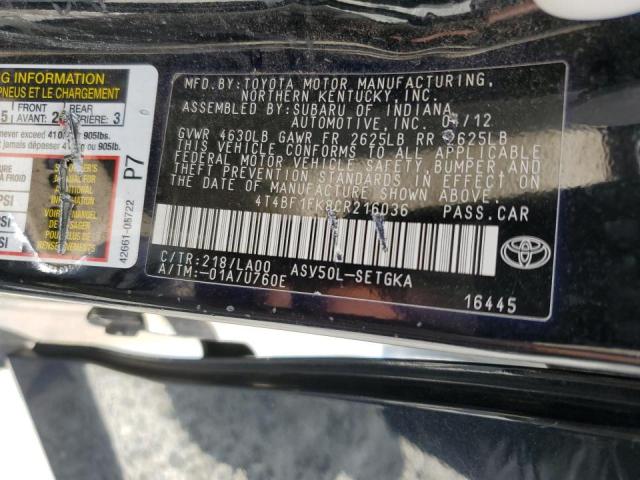 Photo 11 VIN: 4T4BF1FK8CR216036 - TOYOTA CAMRY BASE 