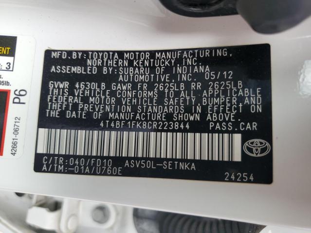 Photo 11 VIN: 4T4BF1FK8CR223844 - TOYOTA CAMRY 