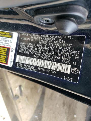 Photo 12 VIN: 4T4BF1FK8CR238361 - TOYOTA CAMRY BASE 