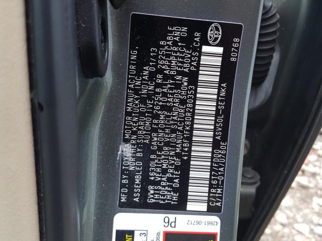 Photo 9 VIN: 4T4BF1FK8DR280353 - TOYOTA CAMRY L 