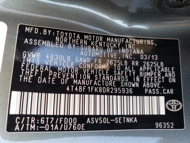 Photo 12 VIN: 4T4BF1FK8DR295936 - TOYOTA CAMRY L 