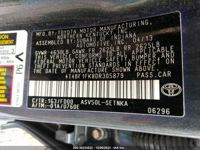 Photo 8 VIN: 4T4BF1FK8DR305879 - TOYOTA CAMRY 