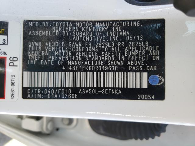 Photo 9 VIN: 4T4BF1FK8DR319636 - TOYOTA CAMRY L 