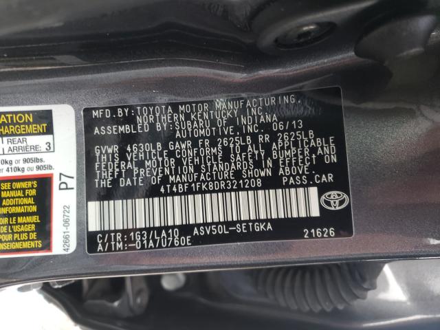 Photo 9 VIN: 4T4BF1FK8DR321208 - TOYOTA CAMRY L 