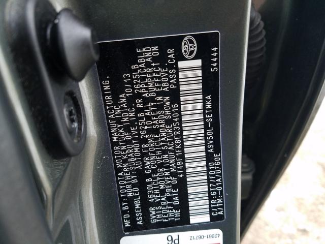 Photo 9 VIN: 4T4BF1FK8ER354016 - TOYOTA CAMRY L 