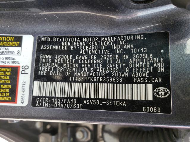 Photo 9 VIN: 4T4BF1FK8ER359636 - TOYOTA CAMRY L 