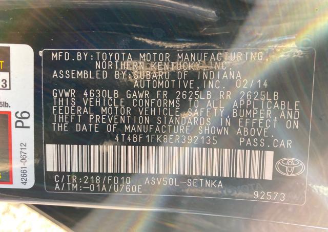 Photo 9 VIN: 4T4BF1FK8ER392135 - TOYOTA CAMRY L 